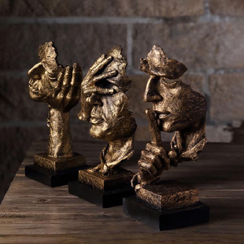 Moderne statuer abstrakte ansigter kunst stuer antikke boliginventar og dekorationer i nordeuropa