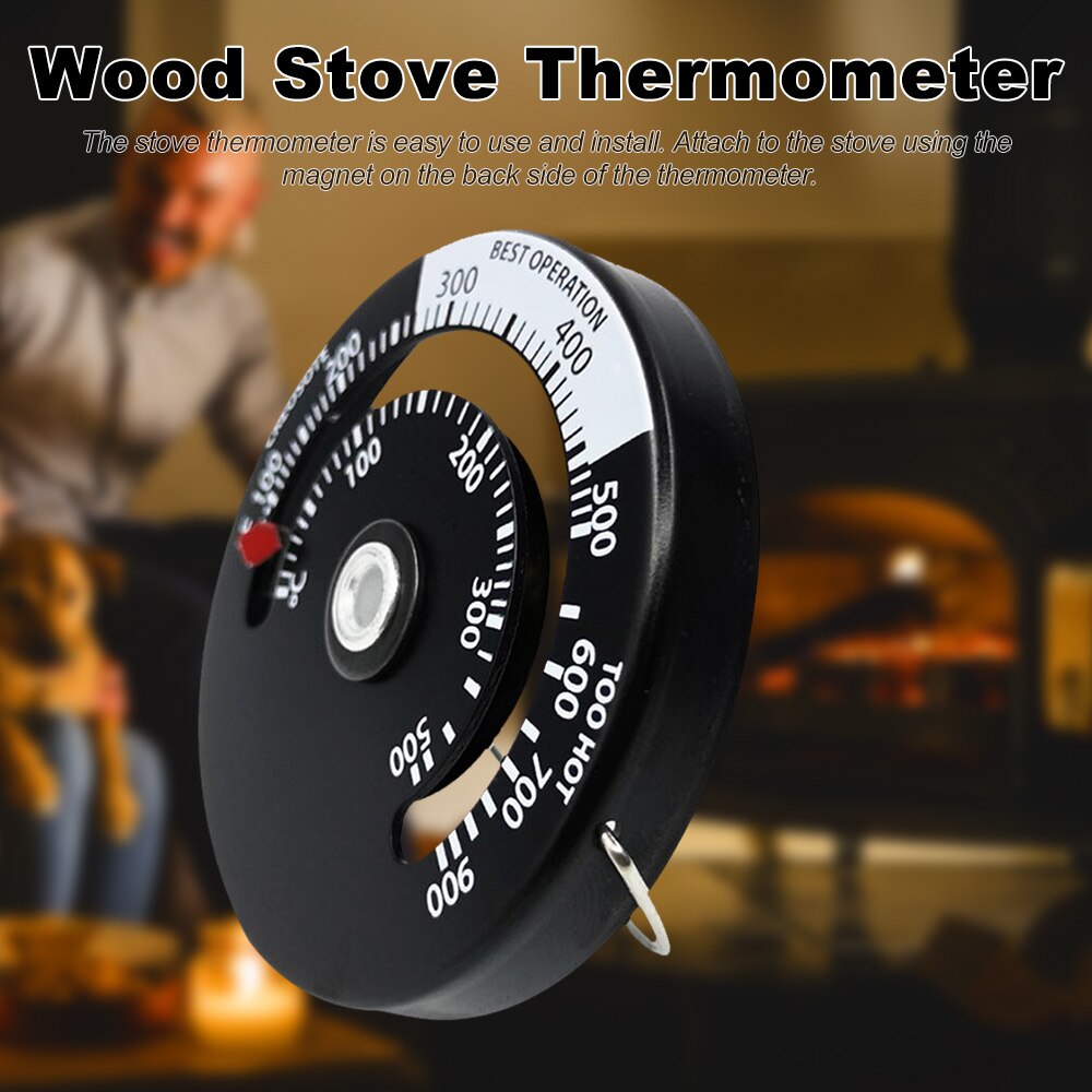 Magnetic Wood Stove Thermometer Fireplace Fan Stove Thermometer with Probe Household Barbecue Oven Temperature Meter