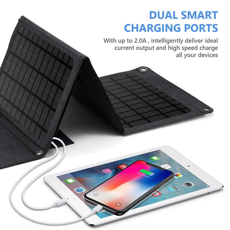 6V Foldable Portable Solar Charger With 2 USB Port For Cell Phone, Solar Panel Sun Power For Hiking Camping