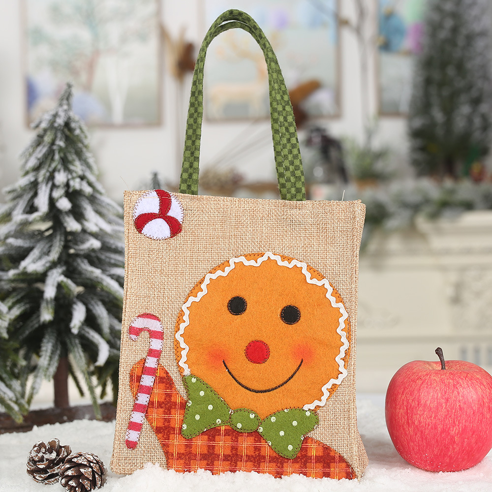 1 stk julepynt linned applikationer broderet taske tegneserie slikpose ornament mulepose: Elg