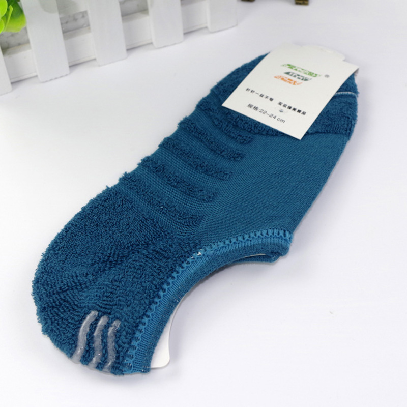 Calcetines de algodón con fondo de toalla para mujer, medias de silicona antideslizantes, invisibles, 5 par/lote, primavera y otoño,: Dark green