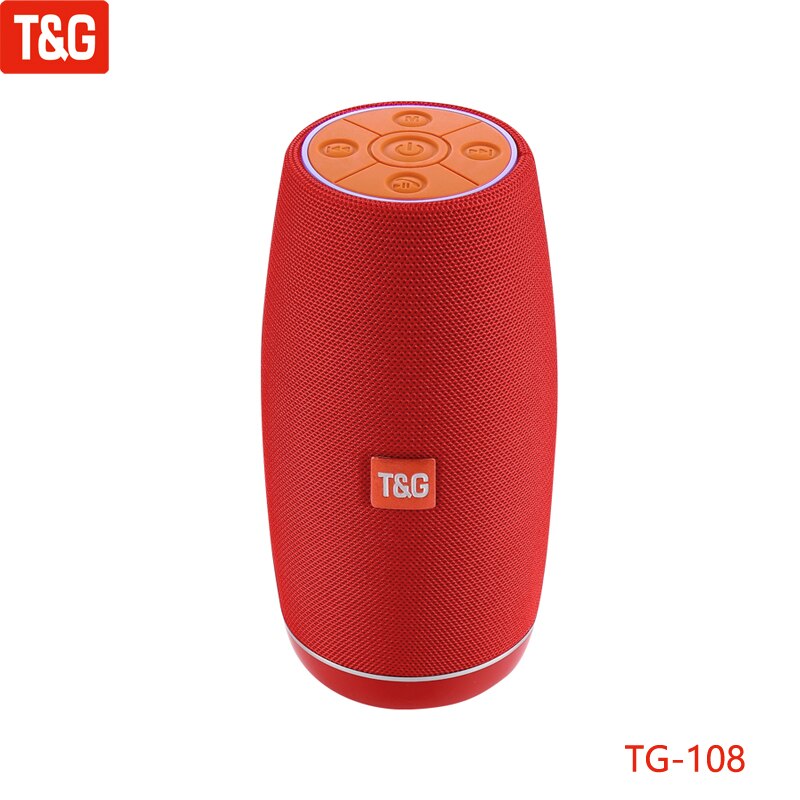 TG108 Stereo Wireless Bluetooth Outdoor Portable Card Fabric Audio Radio Subwoofer Speaker: red