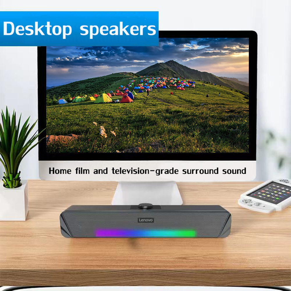 Lenovo TS33 Wireless Bluetooth5.0 RGB Speaker 360 Home Movie Surround Sound Bar Wired Audio Speaker For Desk Computer