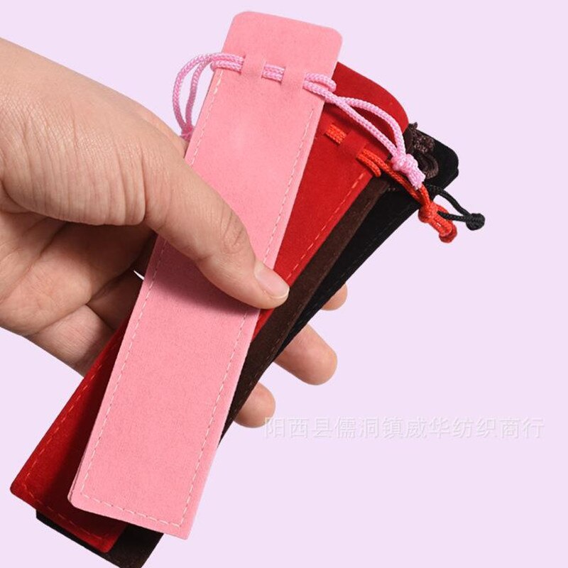 20 Pcs Black Velvet Pen Pouch Sleeve Holder Single Pen Bag Case Pencil Bag
