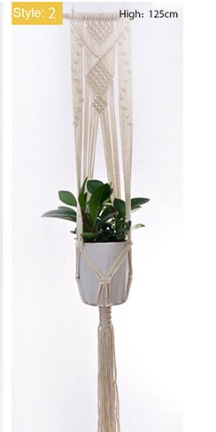 Opknoping Mand Geknoopt Macrame Plant Hanger Cottonflower Mand Lifting Touw Opknoping Mand Bloempot Houder Balkon Tuin Decoratie: 2