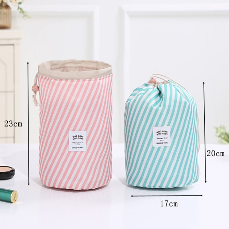 Women makeup bag Drawstring Cosmetic Bag Round Travel Organizer Make Up Case Storage Pouch Toiletry Beauty Kit Necessaries