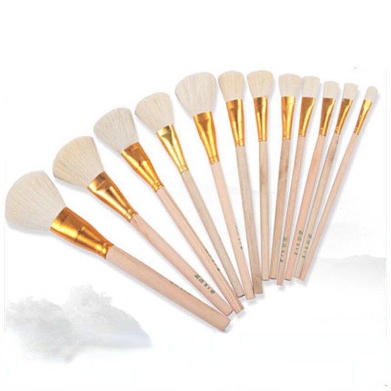 Ceramic Painted Wool Brush Solid Wood Pen Soft Head Sweeping Brush Ceramic Gold Painting Craft Paint Brush Painting Tool