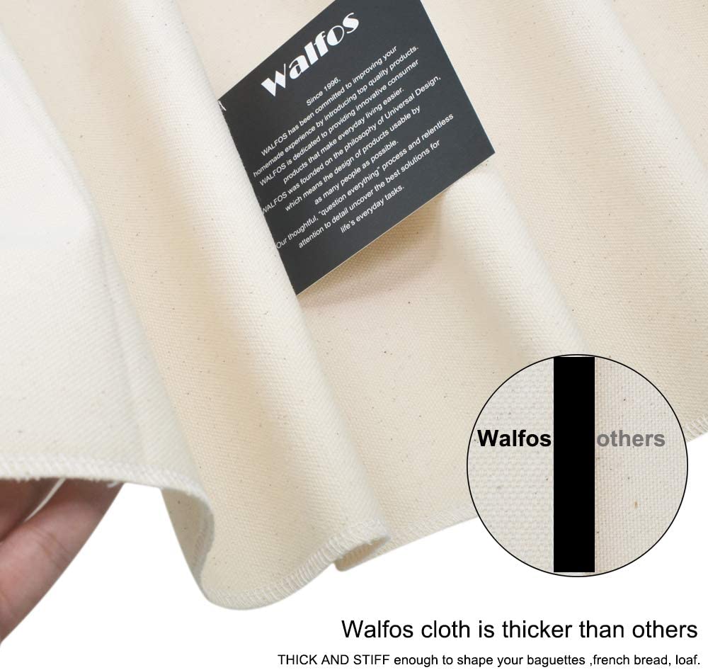 WALFOS Thick Fermented Linen Cloth Proofing Dough Bakers Pans Bread Baguette Baking Mat Pastry Baker's Couche Proofing Cloth