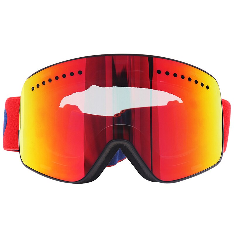Magnetiske skibriller vintersnøsport snowboardbriller antidugg uv-beskyttelse snøscooter sfæFare ridning skibriller maske: Svart, rød