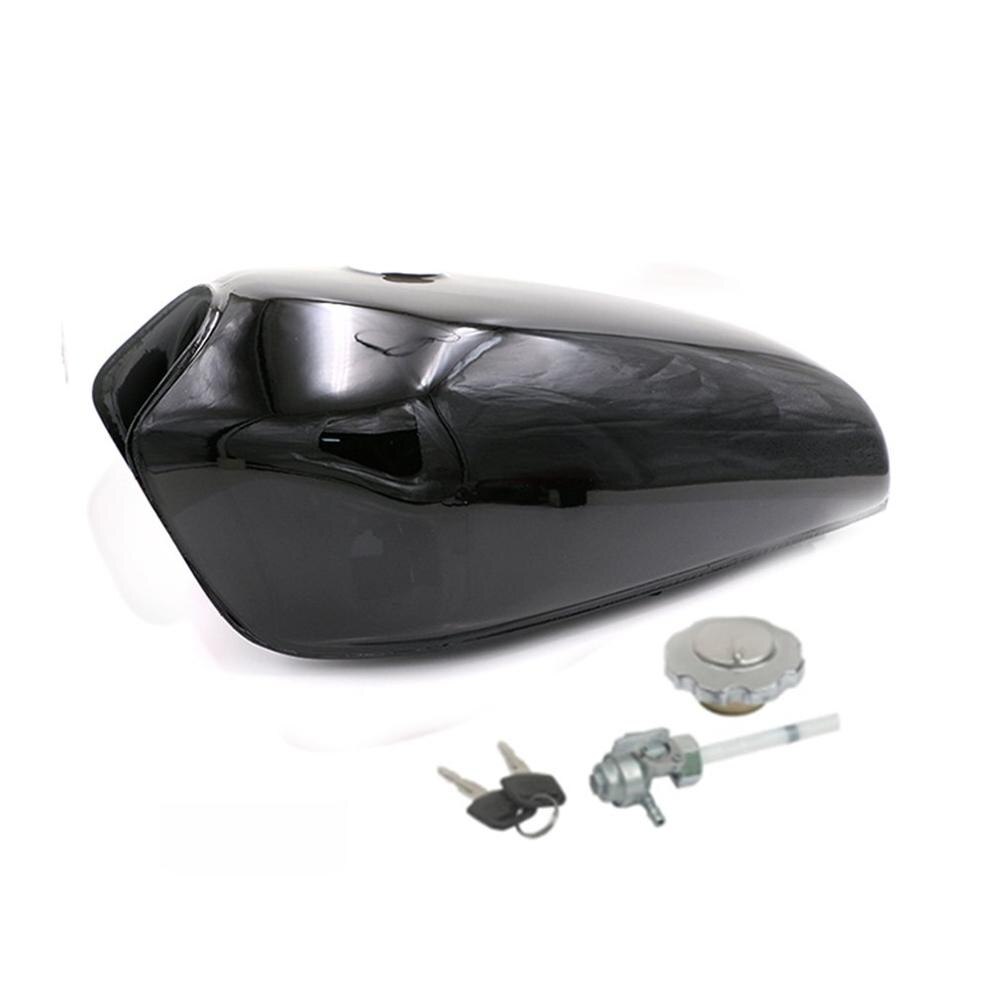 thumbnail image 2 of Universal Motorcycle Fuel Tank - Bright Black Retro 9L Gas Tank With Cap & Switch For CG125 2 of 14