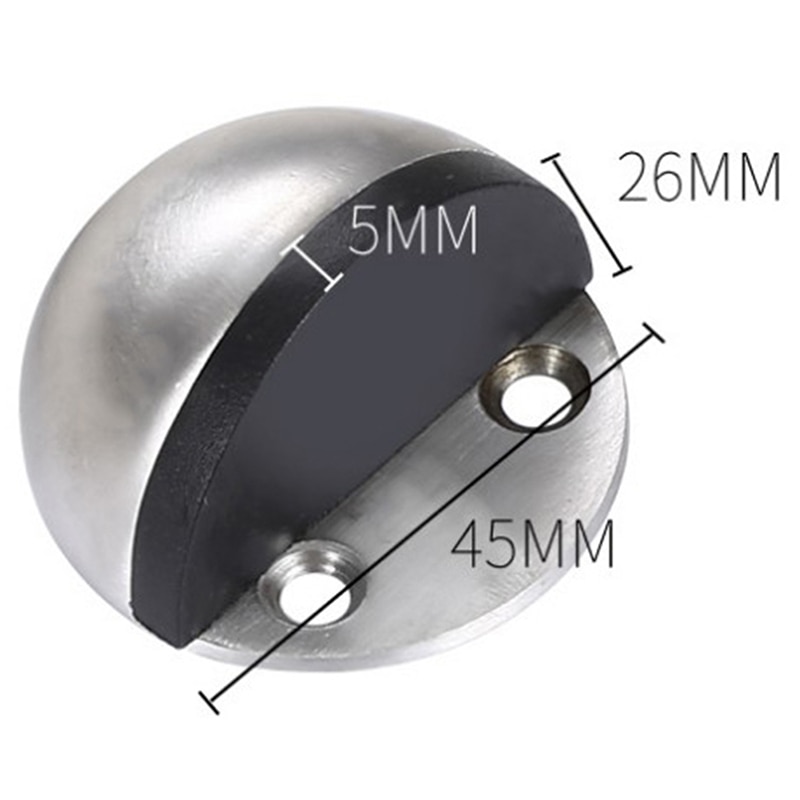 Pegatina antiperforación oculta de acero inoxidable, Tope de puerta de goma, soportes de puerta, topes de puerta sin clavos montados en el suelo, 45*26mm