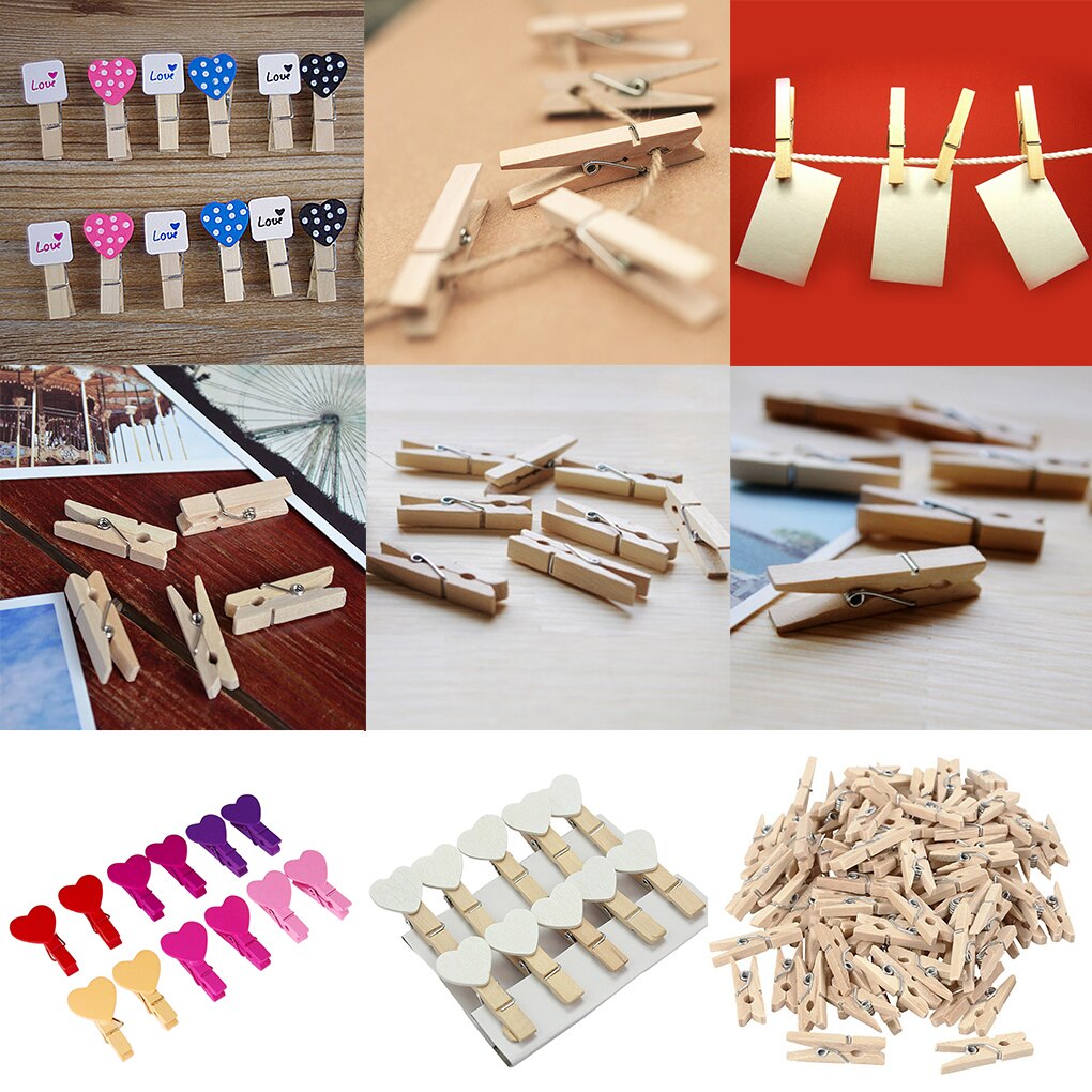 50 pièces très petite Mine taille 25mm Mini pinces en bois naturel pour pinces Photo pince à linge artisanat décoration Clips chevilles
