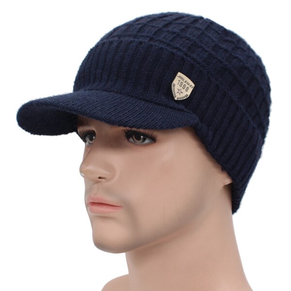 AETRUE Winter Hat Skullies Beanies Hats Winter Beanies For Men Women Wool Scarf Caps Balaclava Mask Gorras Bonnet Knitted Hat: navy hat