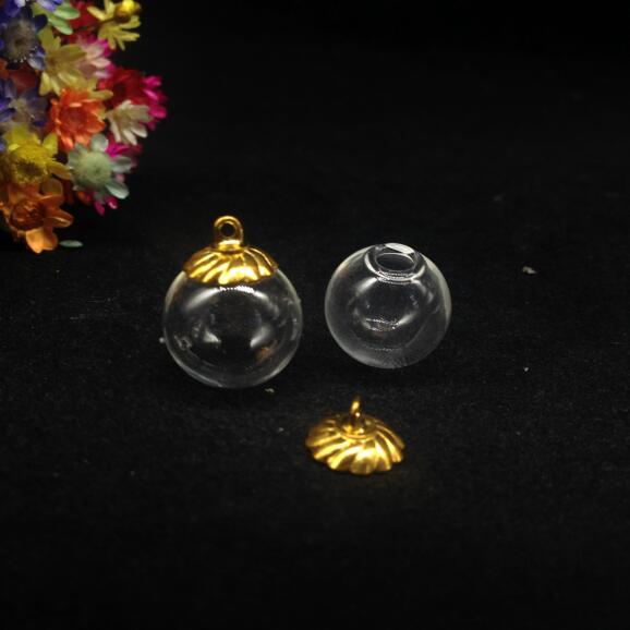 5 14mm esferas de cristal con cuentas mixtas, accesorios para tapa, dijes, colgantes para frascos de cristal, tapas de cristal, frascos, collares: Oro de pequeña capitalización
