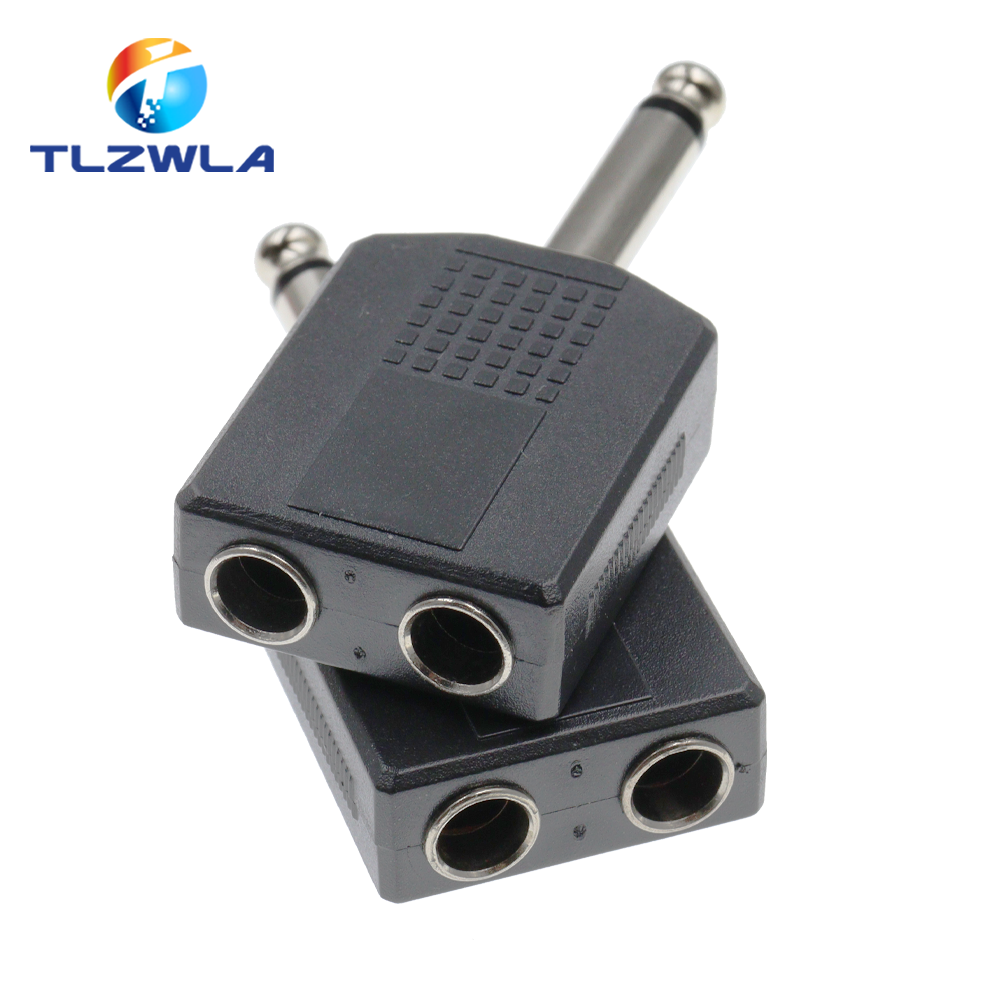 2 SZTUK 1/4 "mononukleoza/stereofoniczny audio Jacek adapter wtyczki męnarty na żeńnarty 6.35MM 6.5MM Podwójne gniazdo Słuchawki Mikrofon Y Rozgałęźnik Konwerter