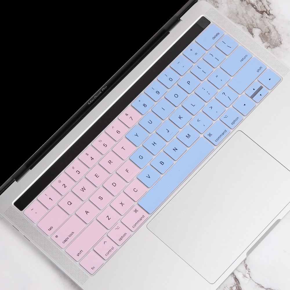 Ons Gradiënt Kleurrijke Silicone Toetsenbord Cover Skin Voor Macbook Pro 13 15 Inch Touch Bar A2159 A1989 A1990 Toetsenbord protector: Gradient Pink Blue