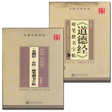 2 stuks Chinese Pen Kalligrafie Schrift Hart Boeddhistische Diamant Sutra/Tao Te Ching Reguliere Script Student Volwassen Schrift