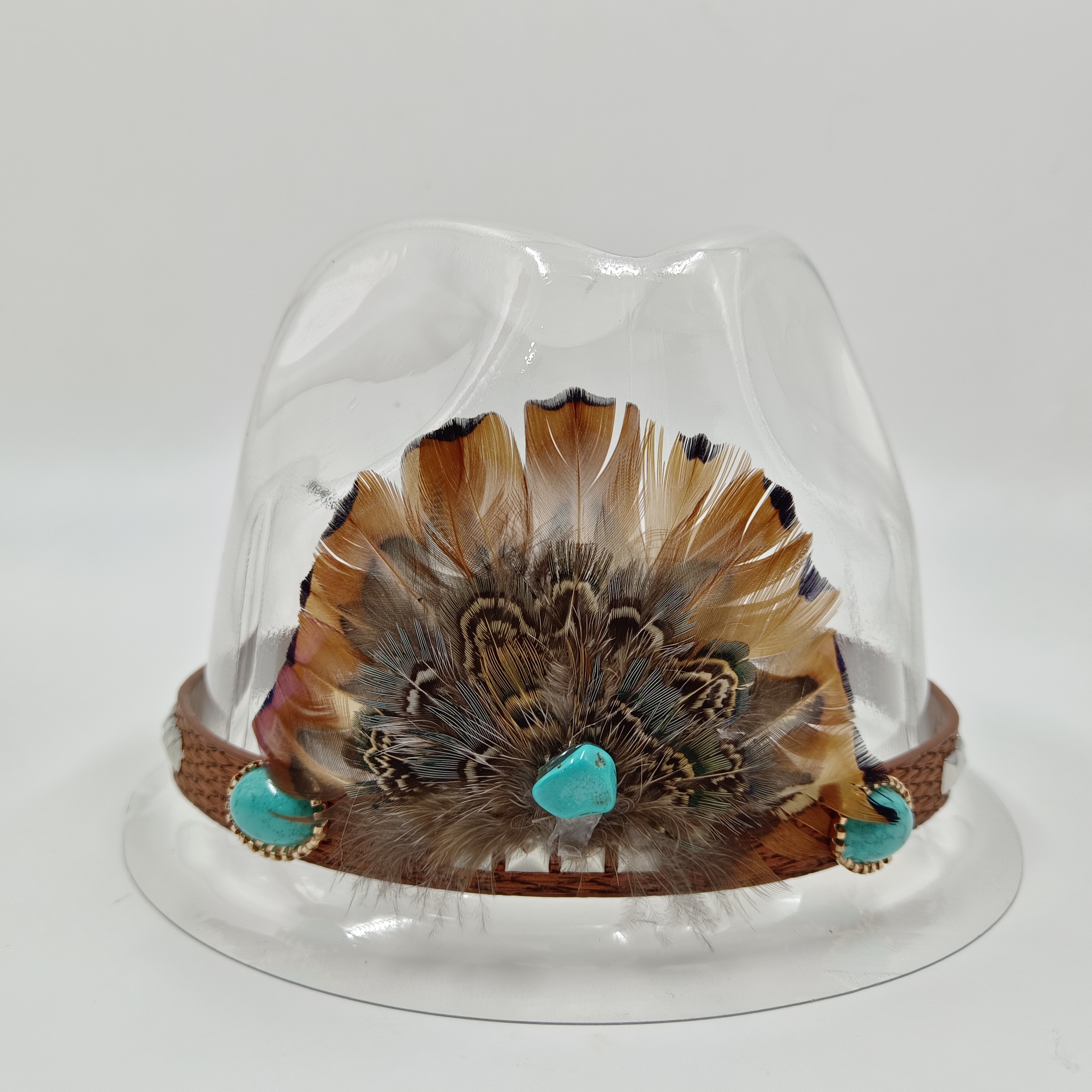 Hat accessories Feather knitted style various hat accessories jazz cowboy hat fedora hat straw hat for men and women: Blue