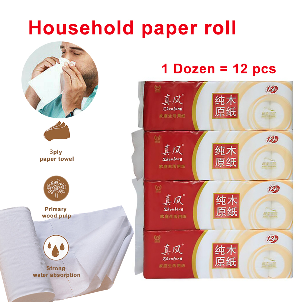 Rolls Toiletpapier Bulk Rollen Bad Tissue Badkamer Witte Zachte 3 Ply 12 Rolls