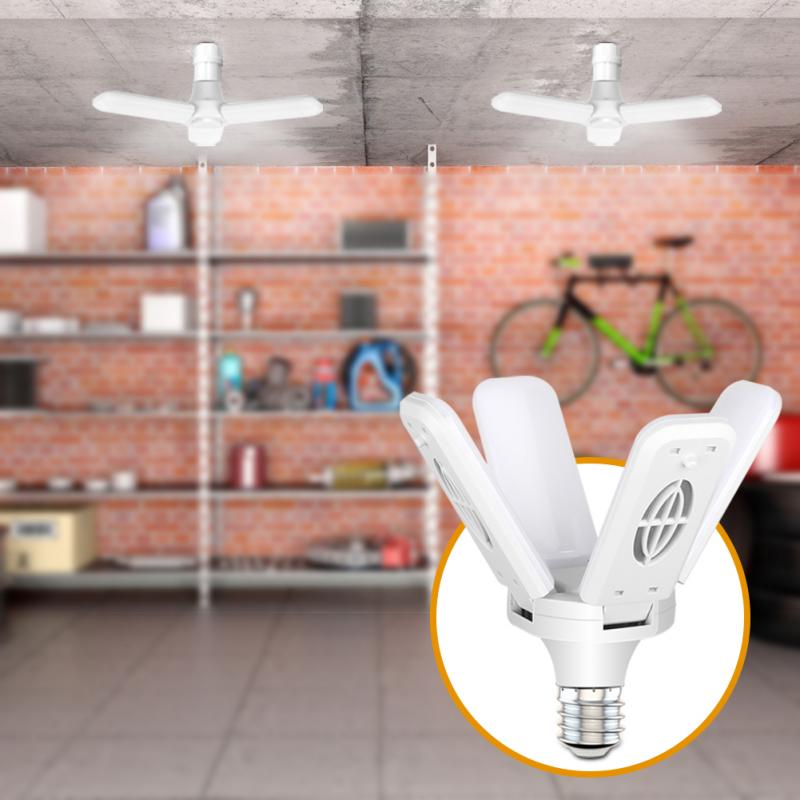Led dobrável luz da garagem luminárias industriais deformable ventilador lâmina oficina lâmpadas quarto casa holofotes para sala de estar
