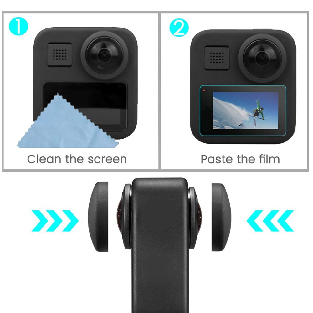 Tempered Glass Lens LCD Screen Protection for Go Pro Gopro Hero 5 6 7 8 Hero5 Hero 6 Hero7 Protector Film Camera Lens Cap Cover