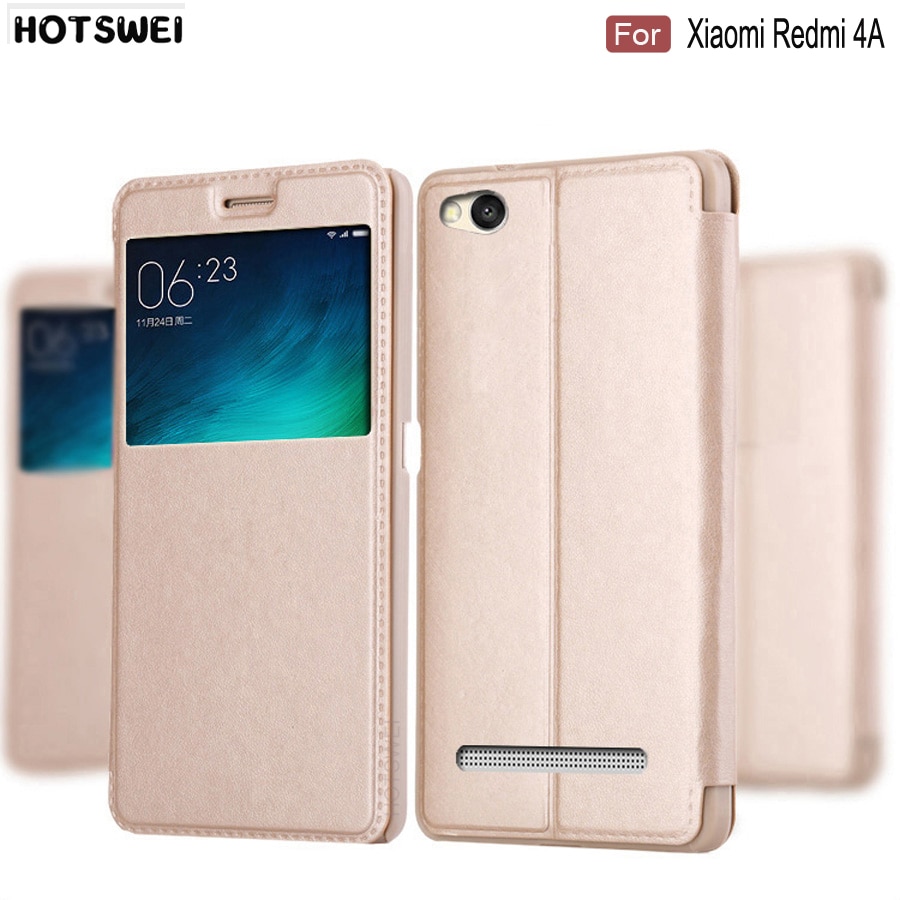 HOTSWEI Case for Xiaomi Redmi 4A Global Version 32GB 16GB Case Window View Leather Flip Cover for Xiaomi Redmi 4A Cases