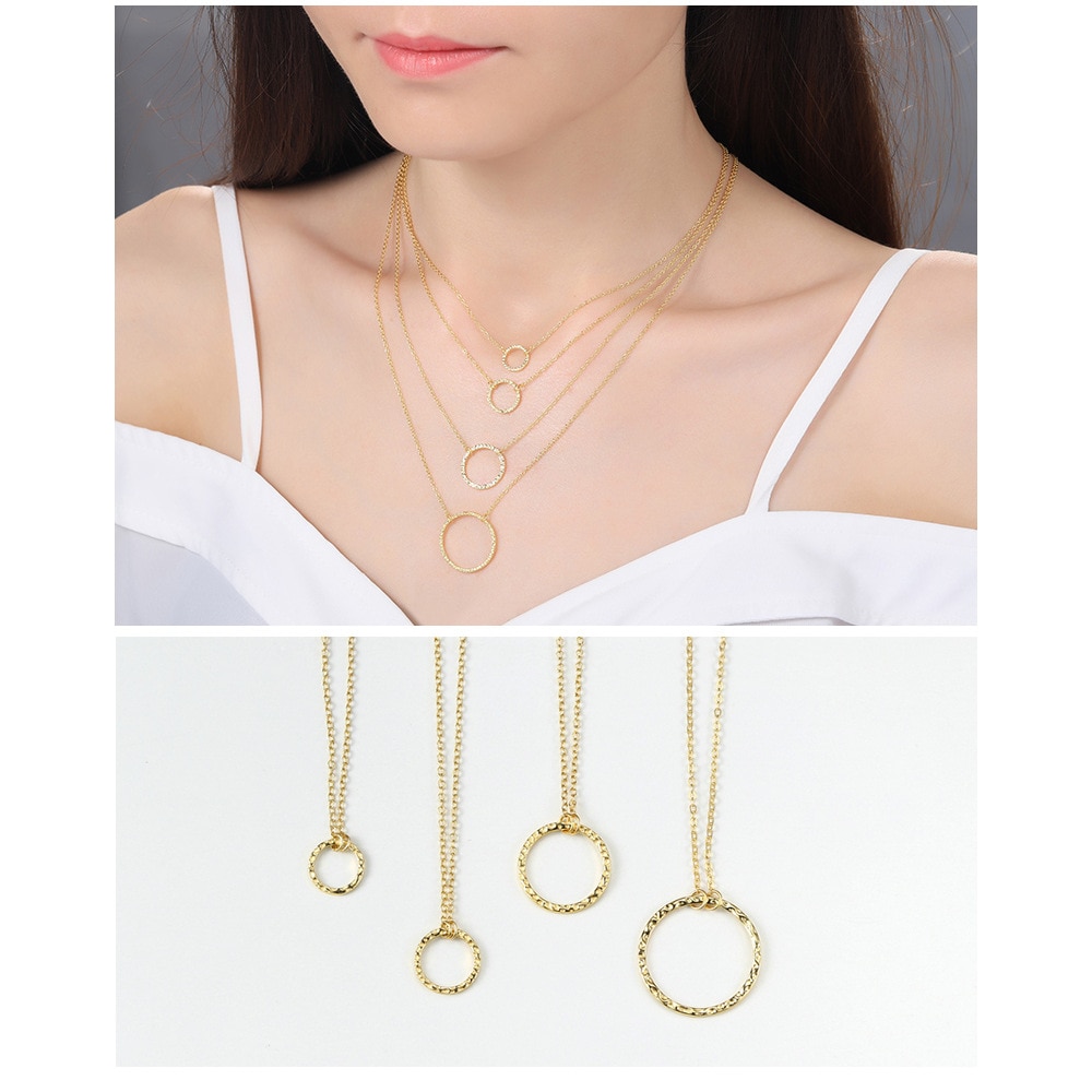 14K Vergulde 925 Sterling Zilveren Ketting Voor Vrouwen Hamer Patroon Hanger Fijne Sieraden Choker Ketting Vrouwen Sieraden