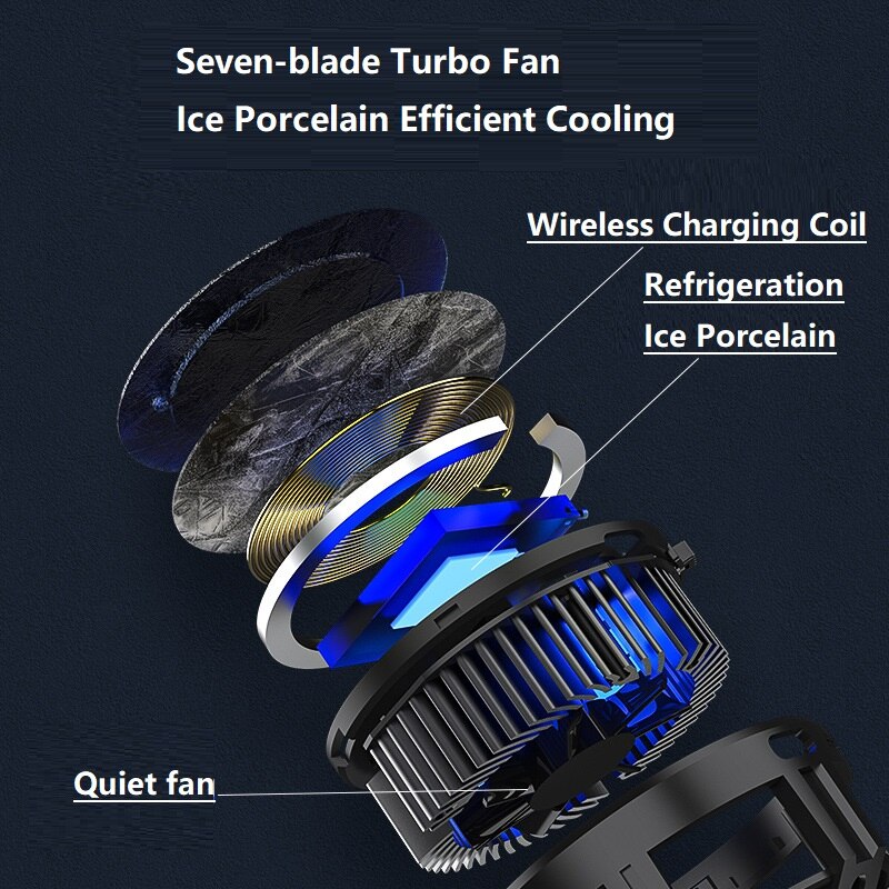 X13 handy-kühlerhalterungen mit magnetischem radiator, kabelloser ladehalterung, halbleiter-lüfter, rgb-lüfter für live-spiele, usb-c-anschluss
