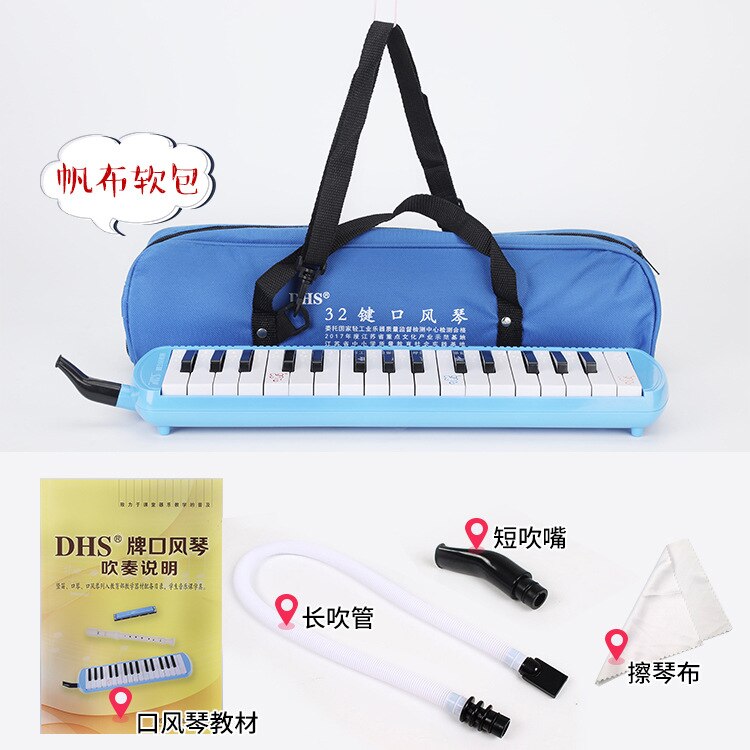 Organo a bocca durevole 32/37 tasti per pianoforte Melodica con borsa per il trasporto strumento musicale per gli amanti della musica regalo per principianti squisito: 32 keys blu