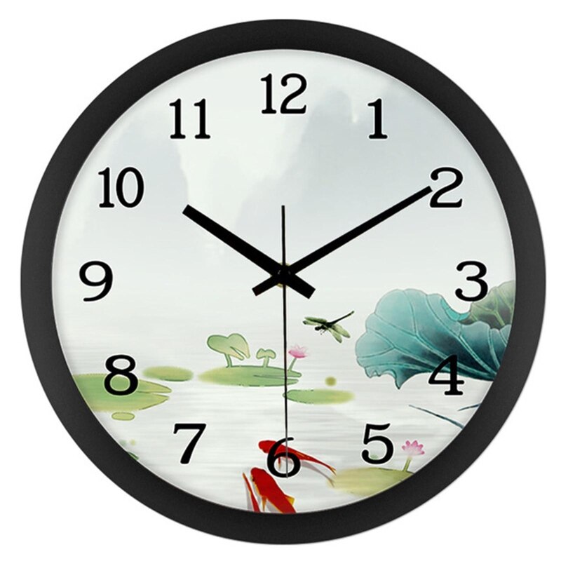 Chinese Style Wall Clock Led Glowing Intelligent Sound Control Mute Clocks: 09