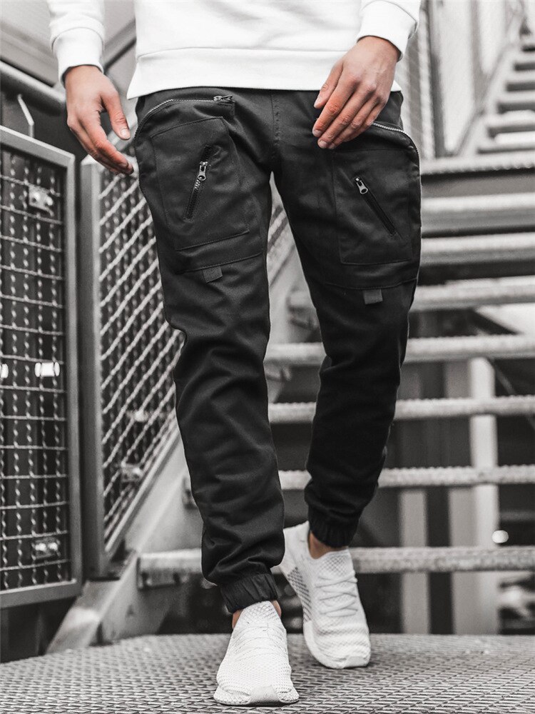 Chrleisure herr cargoficka byxor byxor streetwear joggingbyxor herr joggingbyxor hip hop lösa byxor herr: Xl / Svart
