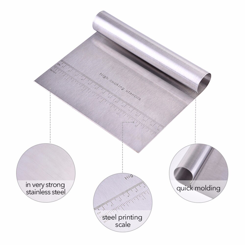 Stainless Steel Pizza Dough Scraper Cutter Cake Baking Pastry Spatulas Cutters Tough Kitchen Tool Accessories