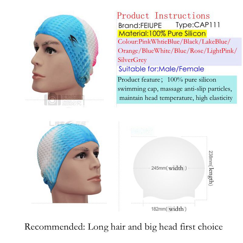 Badehætter til svømmehætte silikone beskytte øre langt hår sommer tilbehør til strandhoveddæksel bonnet de bain vandtæt