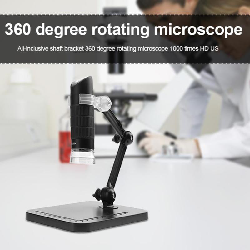 5MP USB Digital Microscope Magnifier 1000X 8 LED Electronic Endoscope Camera Full Axis Rotating Focal Length Line-controlled