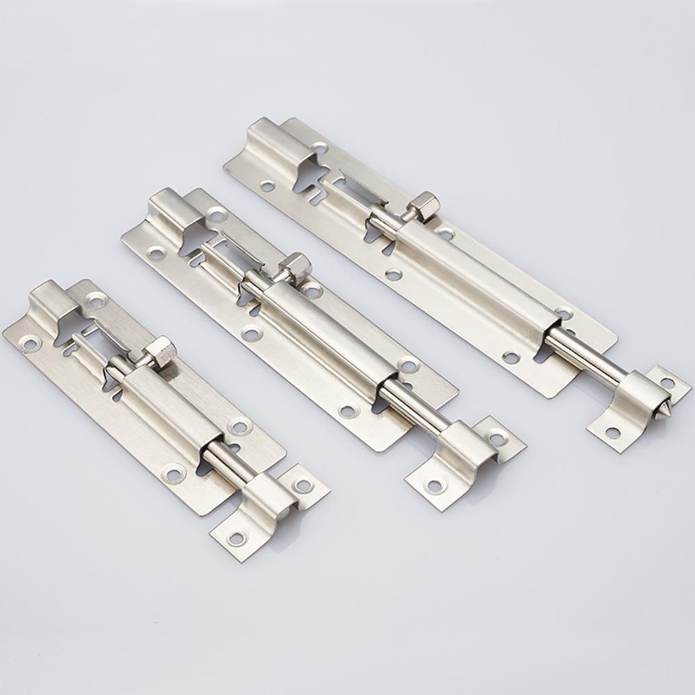 1Pc 1.5/2/3/4/6 Inch Long Silver Stainless Steel Door Latch Sliding Lock Barrel Bolt Latch Hasp Staple Gate Safety Lock