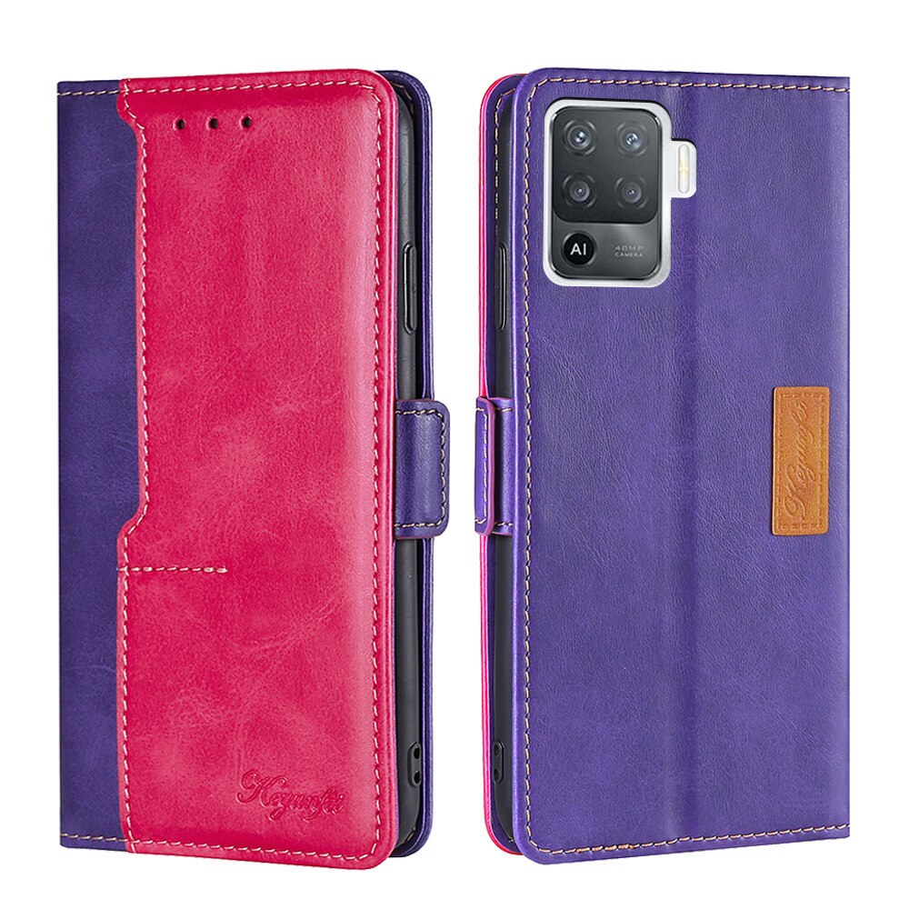 Case Voor Oppo Reno 5 Lite Cover CPH2205 Flip Wallet Leather Book Funda Voor Oppo Reno5 Lite Case Magneet Beschermende shell Etui Tas: purple