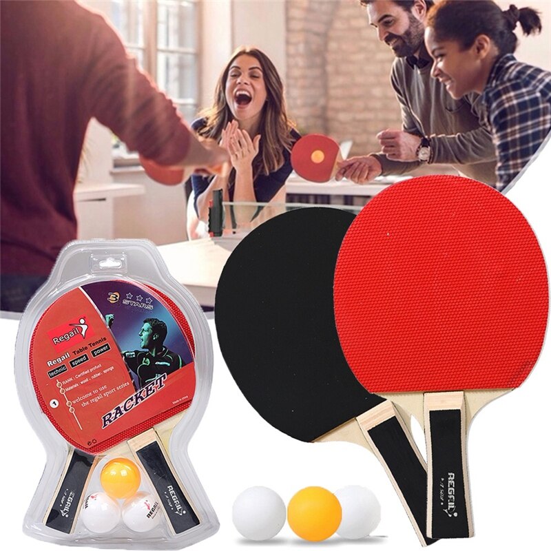 Lote de 2 unidades de tenis de mesa, deportes de interior de raqueta, raqueta de Ping Pong, juego de raquetas de Paddle con 3 pelotas