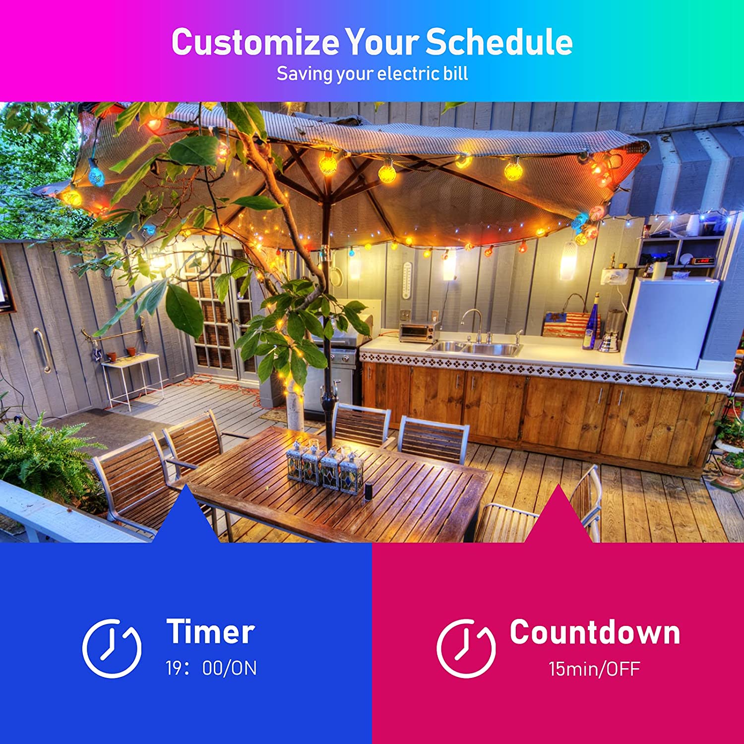 Outdoor Globe LED String Lights Bulb G40 Bluetooth Street Garland RGB Festoon Twinkly Party Tree Light Wedding Garden Decoration