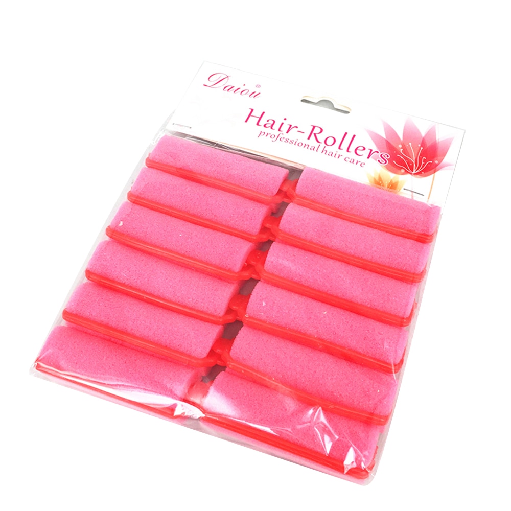 rizador de pelo de 12 uds, esponja suave DIY para estilizar el cabello, rodillos de espuma para el cabello, herramienta de estilismo de peluquería de Color rosa