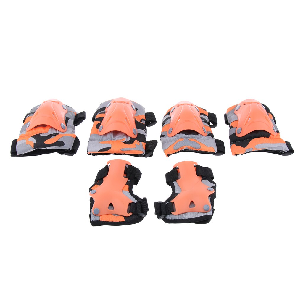 Børn skøjteløb scooter beskyttelsesudstyr knæ albue håndpuder sæt: Orange m