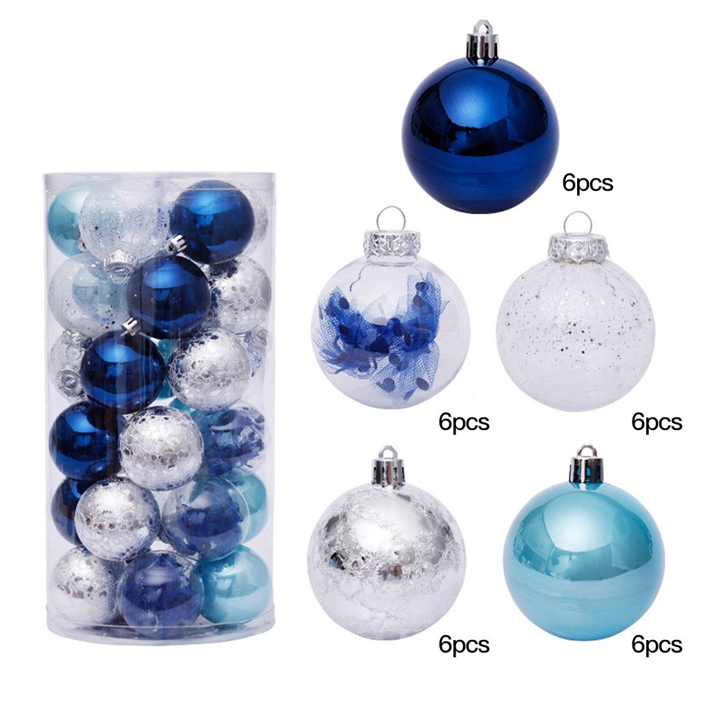 6cm 30pcs Christmas Tree Hanging Balls Home Office Mall Tree Plastic Balls Hanging Decor Ornament: NO.3