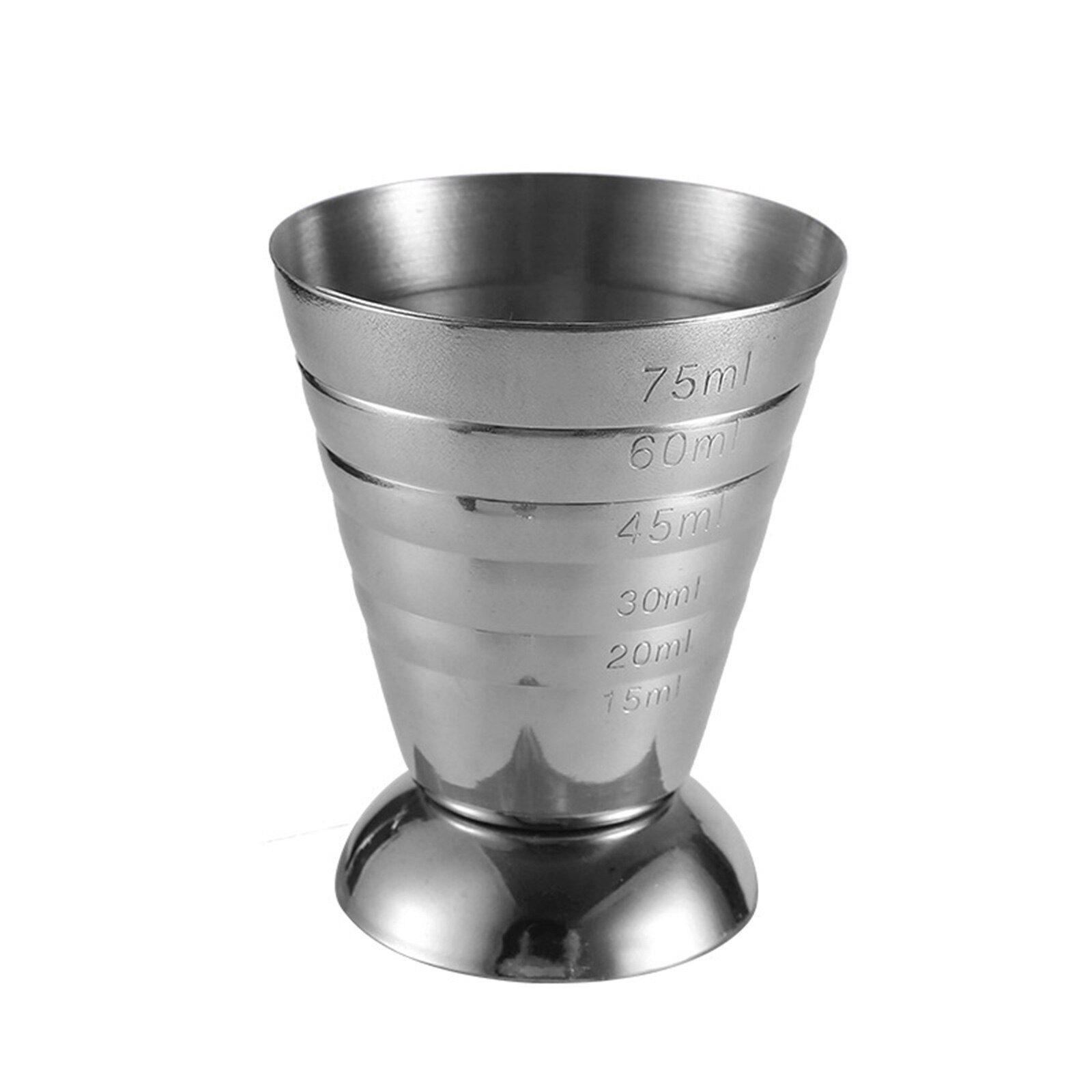 Ounce Jigger Bar Cocktail Drink Mixer Liquor Measuring Cup 75ml Measuring Shot Cup Stainless Steel Mojito Measurer Coffee Mug: Silver