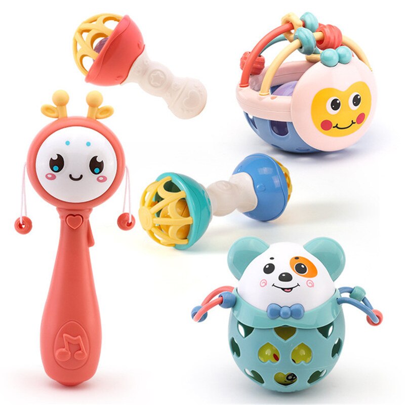 Baby Toys Grip Training Puzzle Hand Bell Rattle & Sensory Teether Toys Shaking Rattles Early Educational Toys 0-12 Months