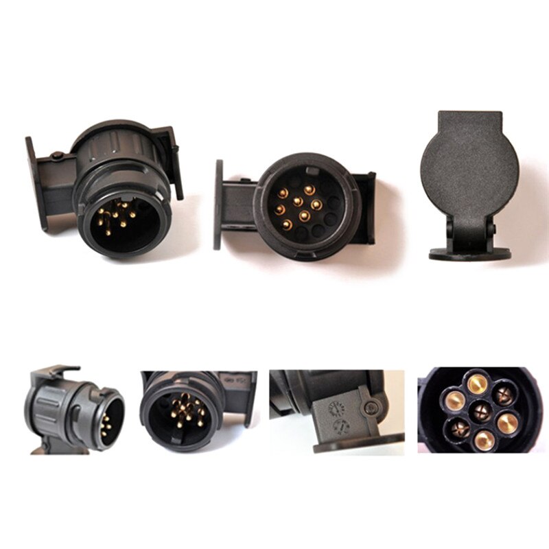 Tilhenger ledningsadapter 13 to 7- pins adapter svart frostet tilhenger ledningskontakt tilhengerplugg n type materiale tilhengerfeste tilhengerplugg