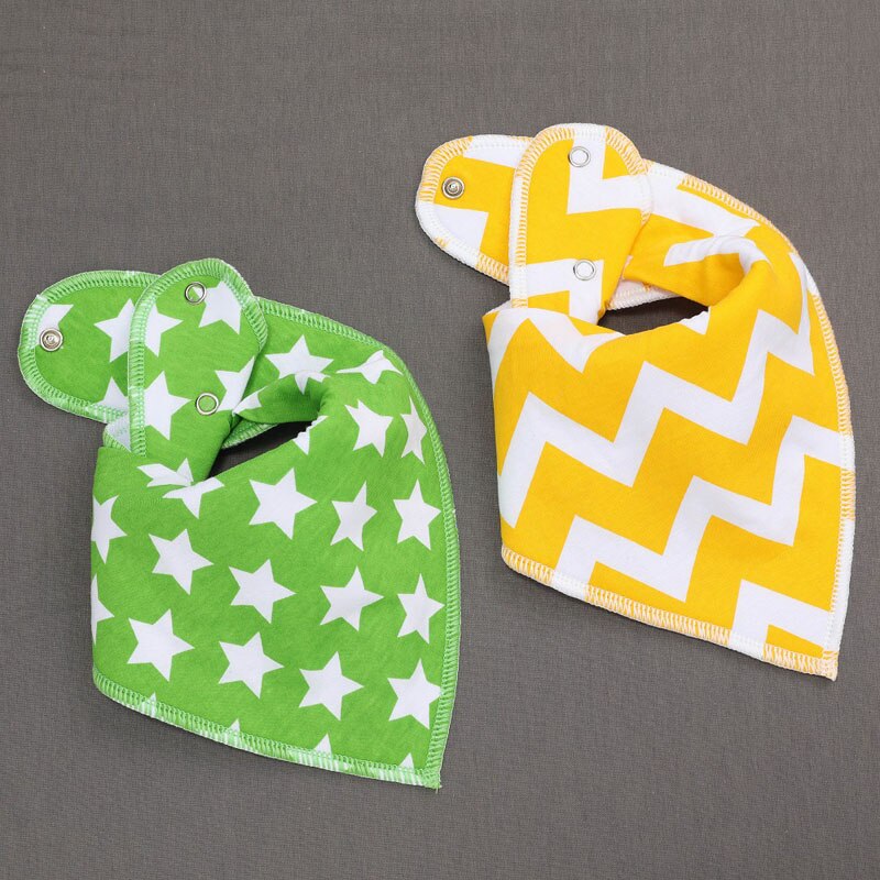 Bavettes unisexe pour bébés, en Bandana, 2 pièces, boutons ajustables, pour bavoirs pour -né, 100% coton, accessoires utiles pour bébés: K20017
