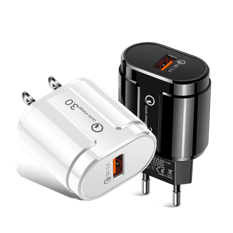 Mobiele Telefoon Oplader Qc 3.0 18W Snelle Opladen Eu Us Plug Adapter Voor Samsung Snelle Chager Voor Huawei Xiaomi