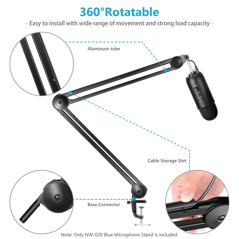 Asta Del microfono boom sospensione Regolabile Braccio con costruito-in Primavera per la Registrazione Vocale