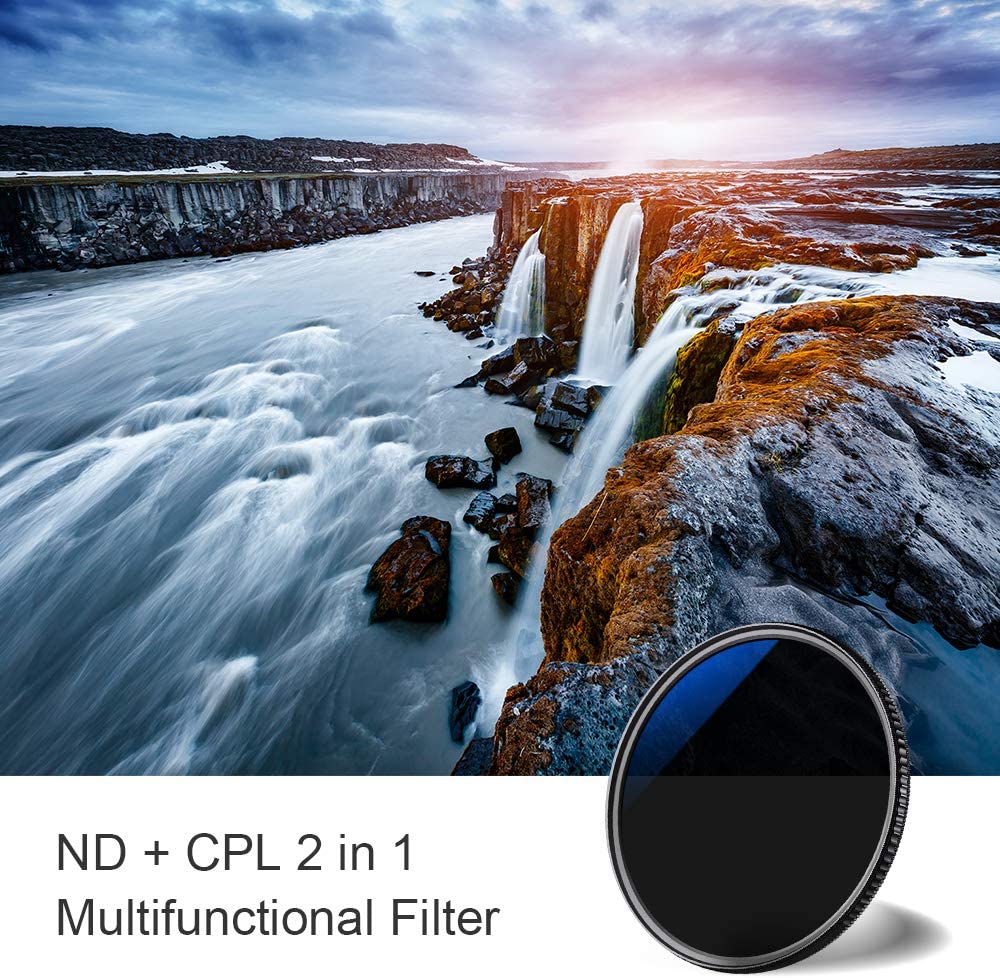 K &amp; F Concept 2 In 1 ND8 + Cpl Circulaire Polarisatiefilter Nd Filter Ultra Clear Waterdichte Neutrale Dichtheid 49Mm 52Mm 58Mm 62Mm 67Mm