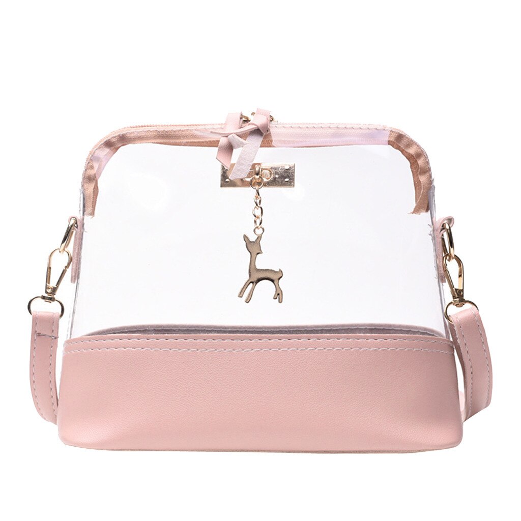 OCARDIAN Bag Women Transparent Fawn Pendant Shell Crossbody Bag Pure color Shoulder Bag handbags Mujer apr5: Pink