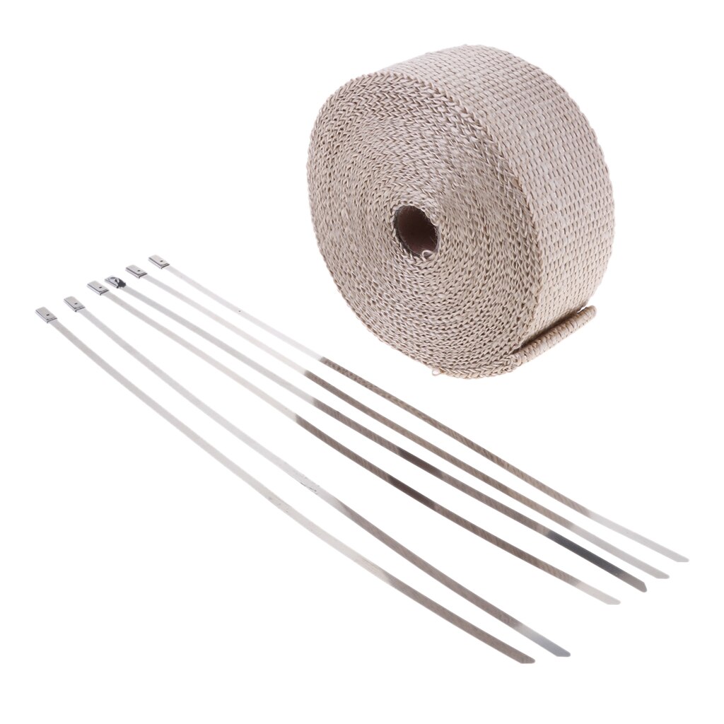 10m*5cm*2mm Exhaust Manifold Heat Wrap DIY Motorcycle Car with 6 Cable Ties